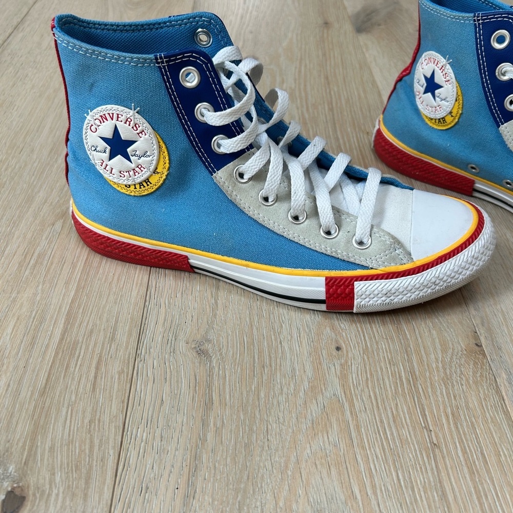 ❌SOLD💰Converse Chuck Taylor Blue and Red High-Top Double Logo Sneakers Men size7